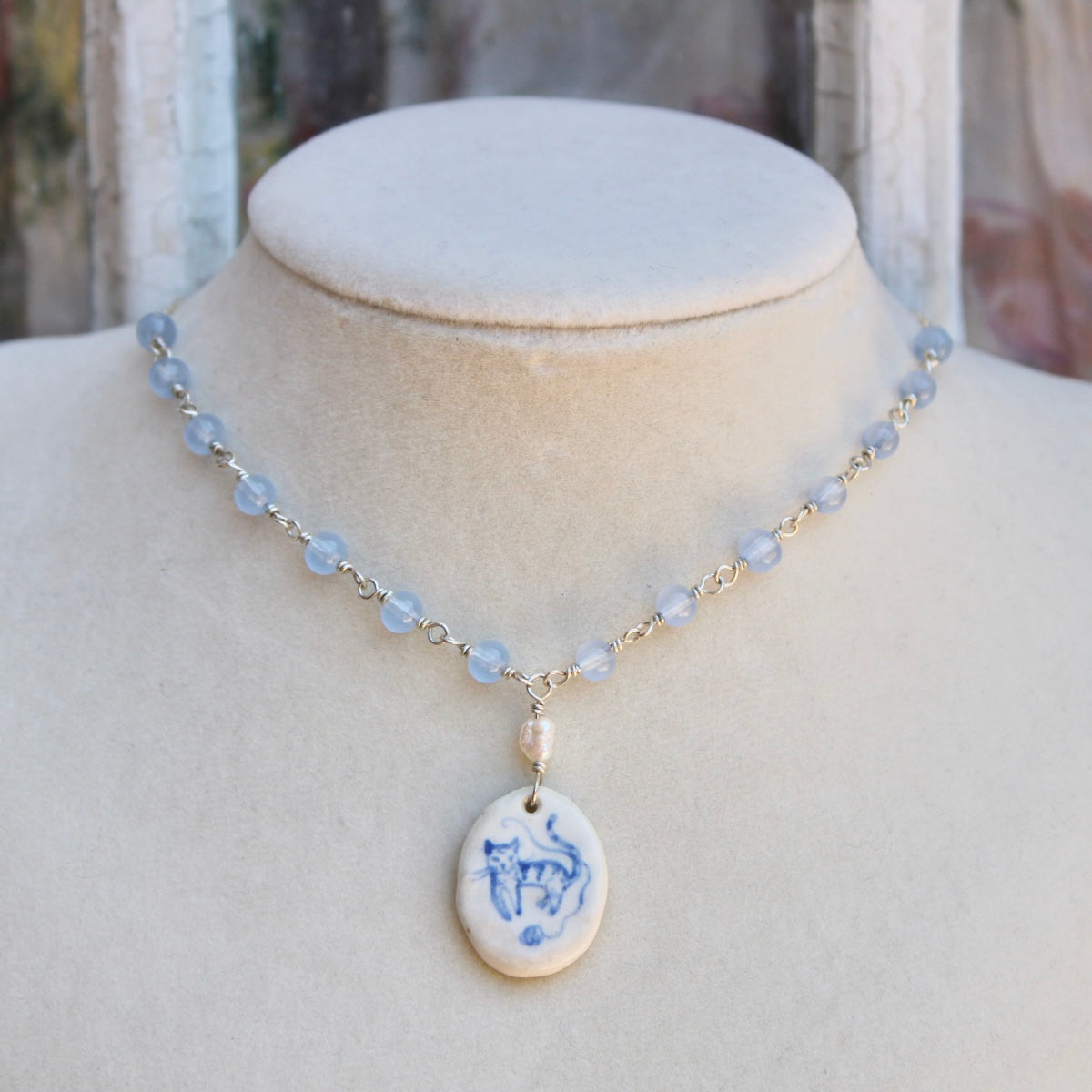 Cat With Beaded Chain