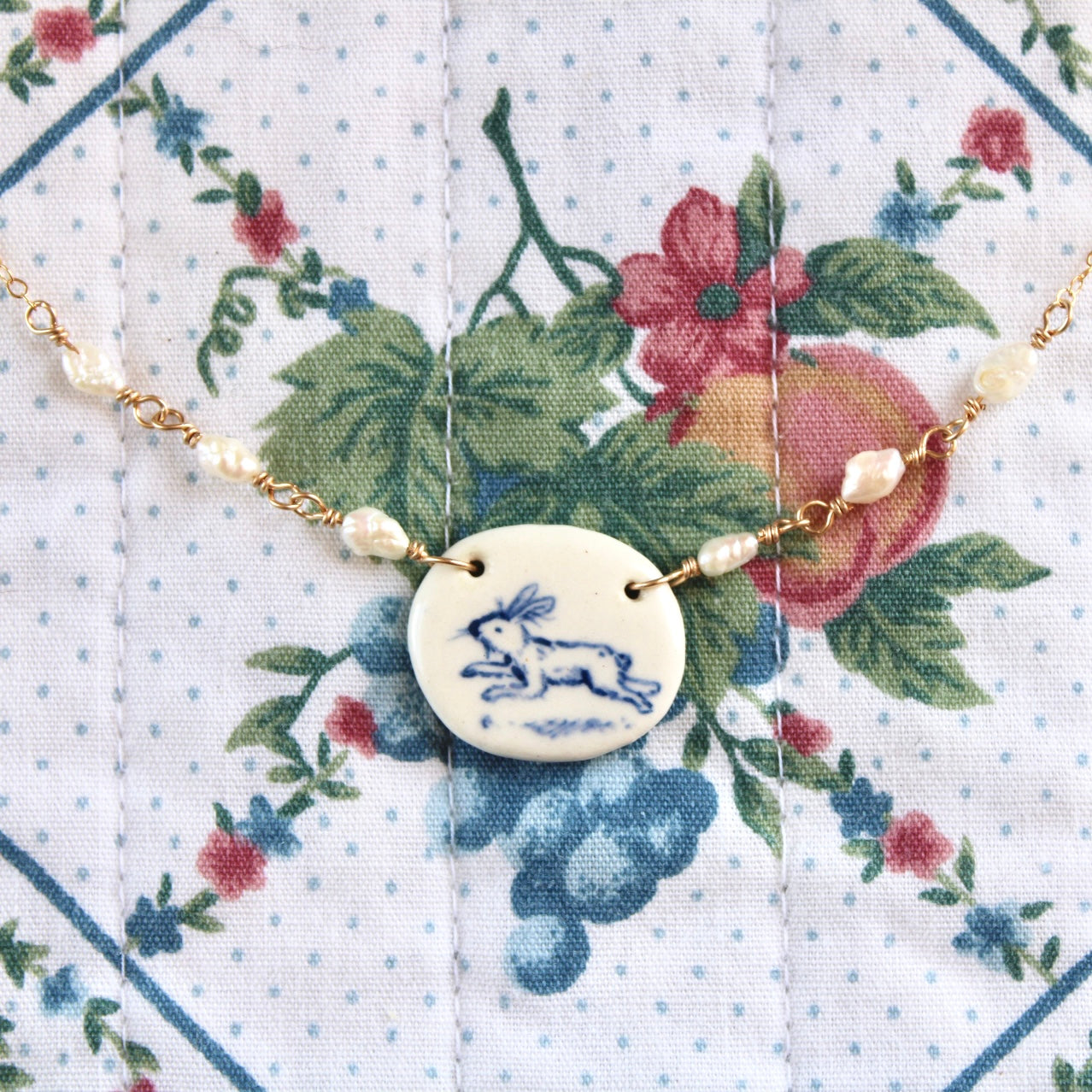 Bunny Charm Necklace in Gold