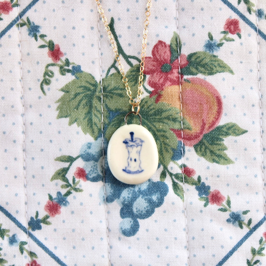 Apple Core Charm Necklace in Gold