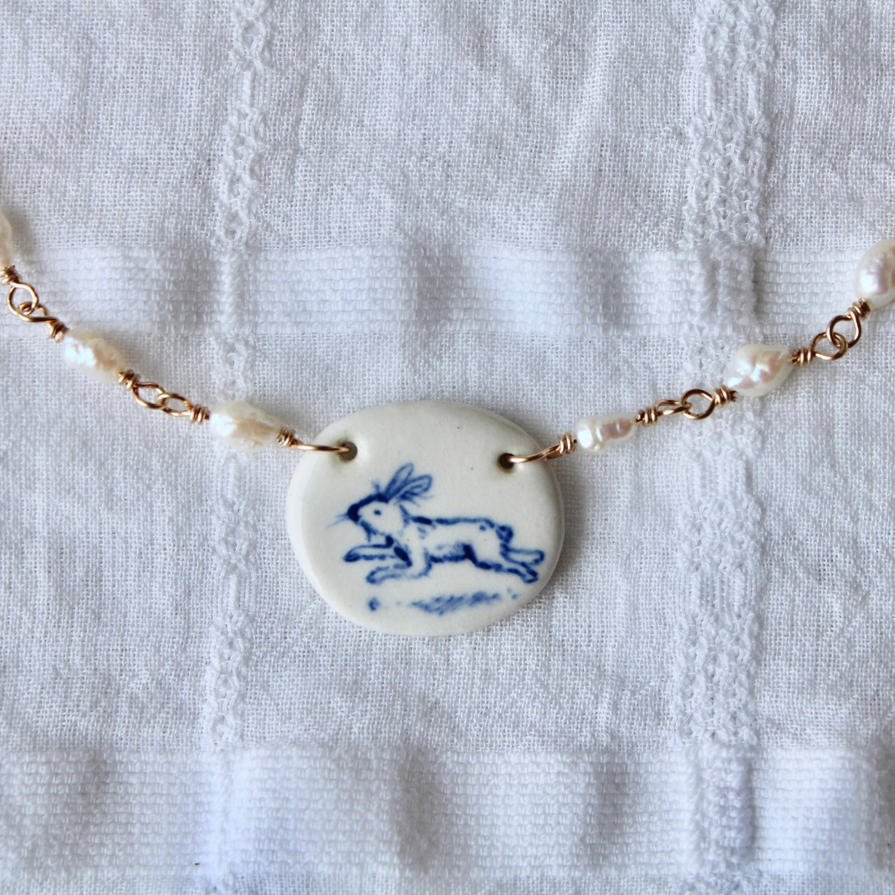 Bunny Charm Necklace in Gold