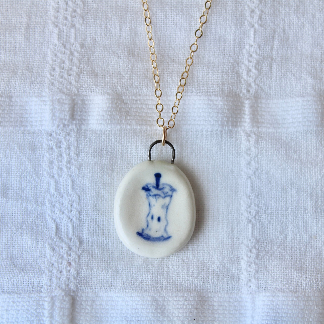 Apple Core Charm Necklace in Gold