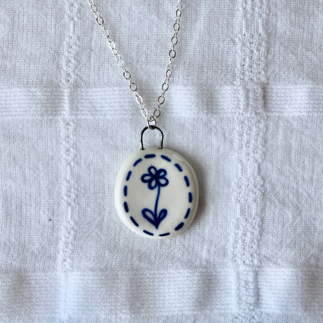 Daisy Charm Necklace in Silver