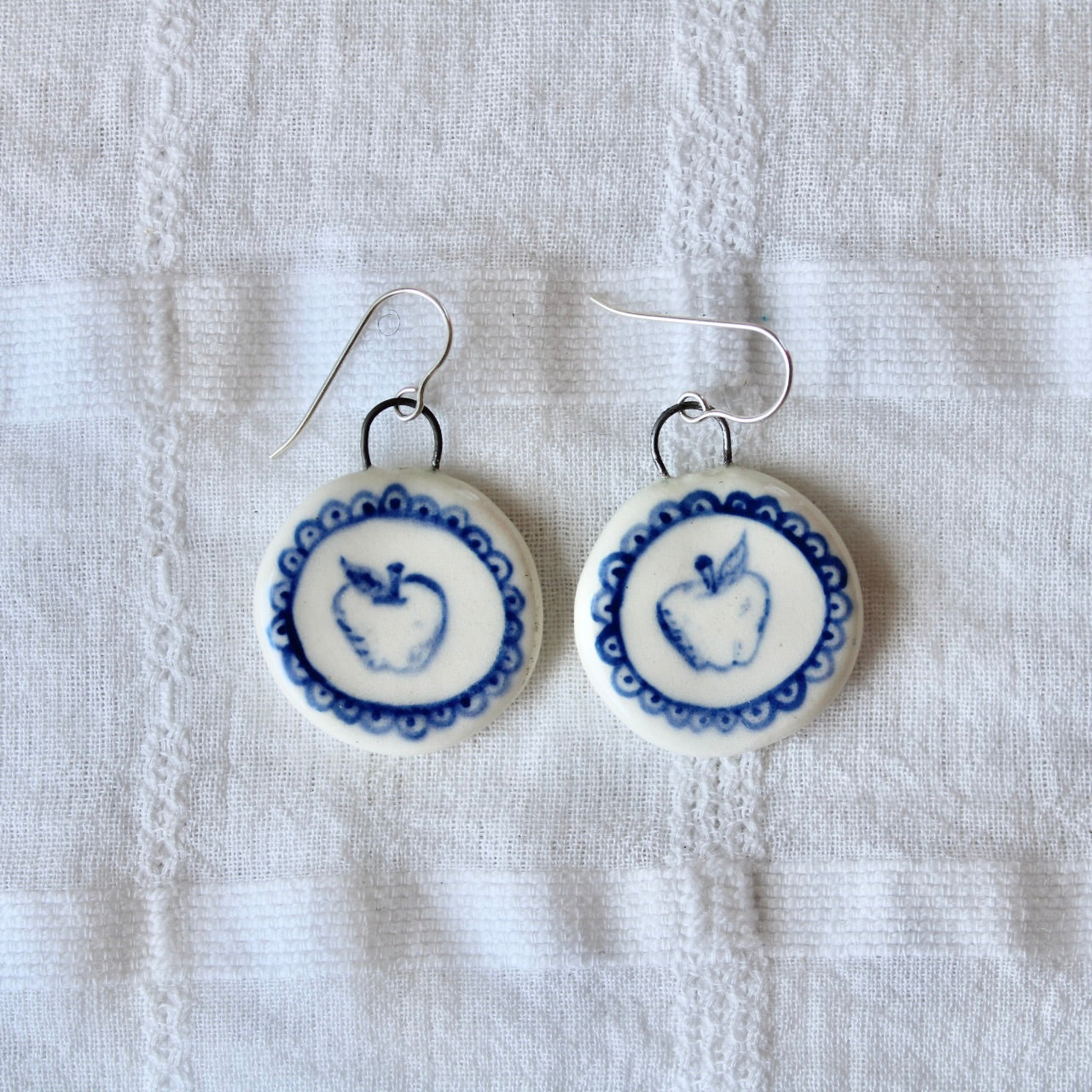 Apple Charm Earrings in Silver