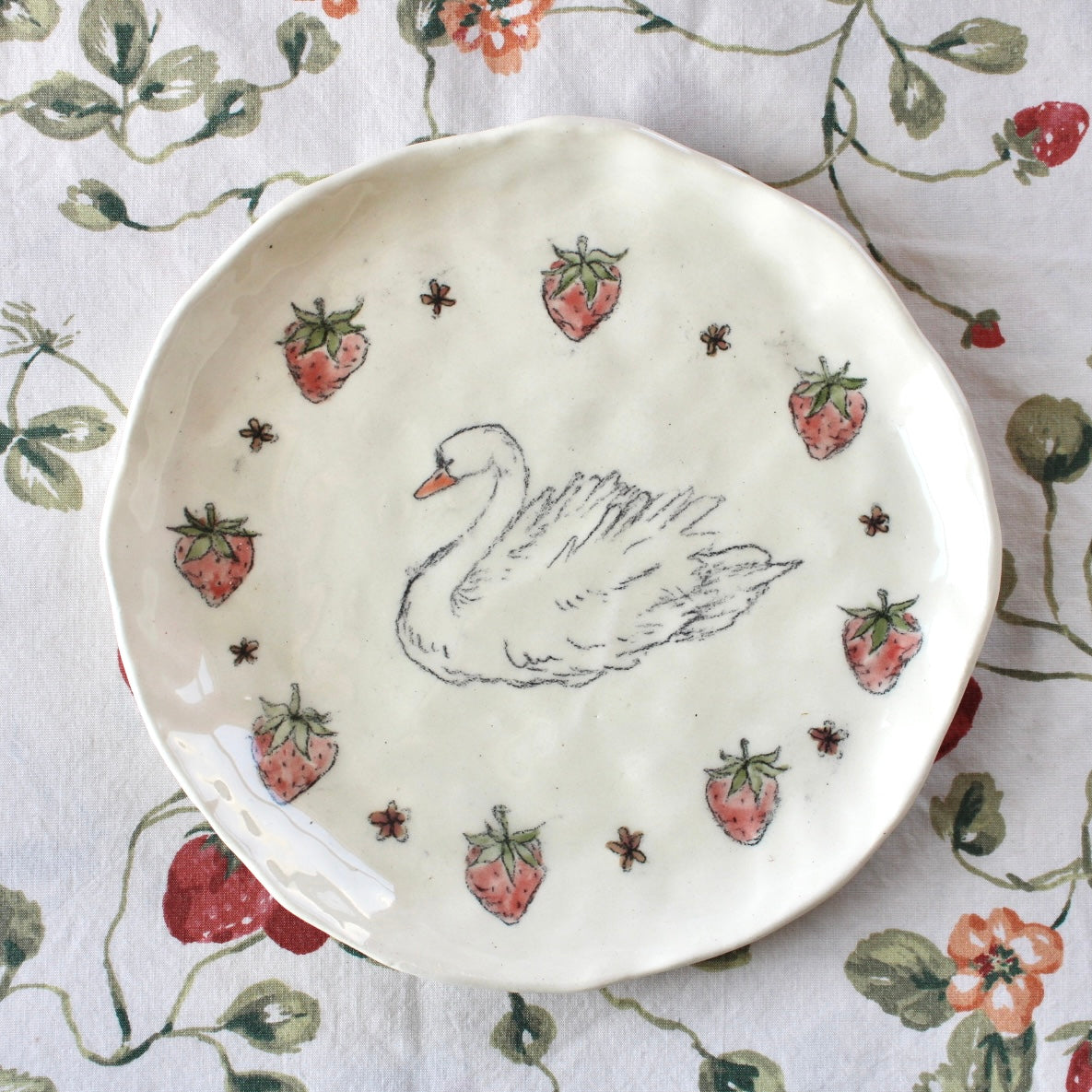 Swan and Strawberries Dish