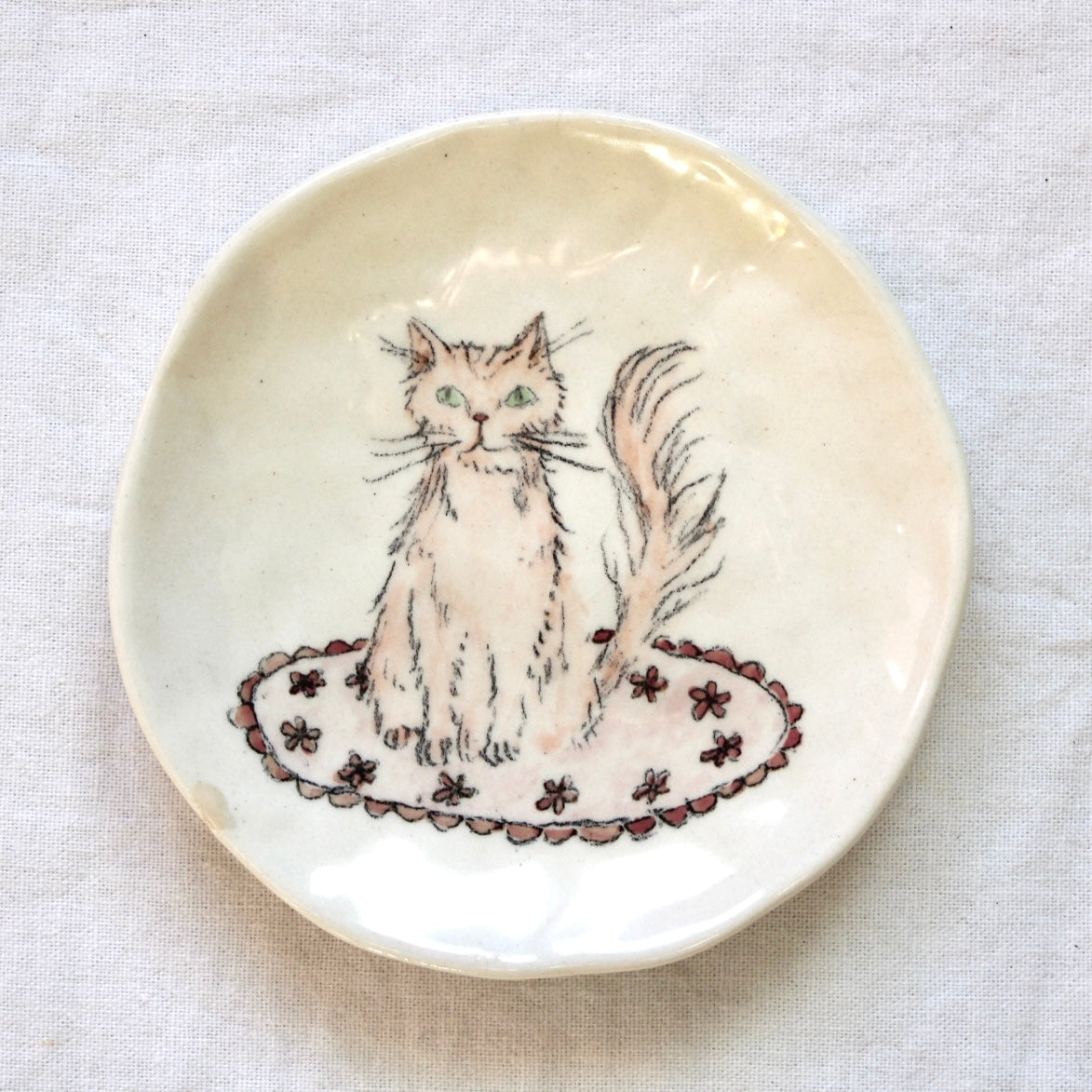 Orange Cat on Cushion Dish
