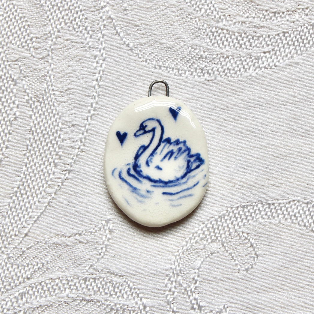 Swan With Hearts Charm