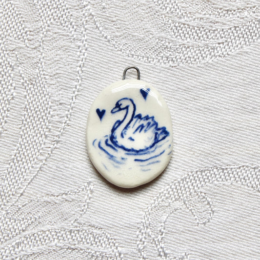 Swan With Hearts Charm