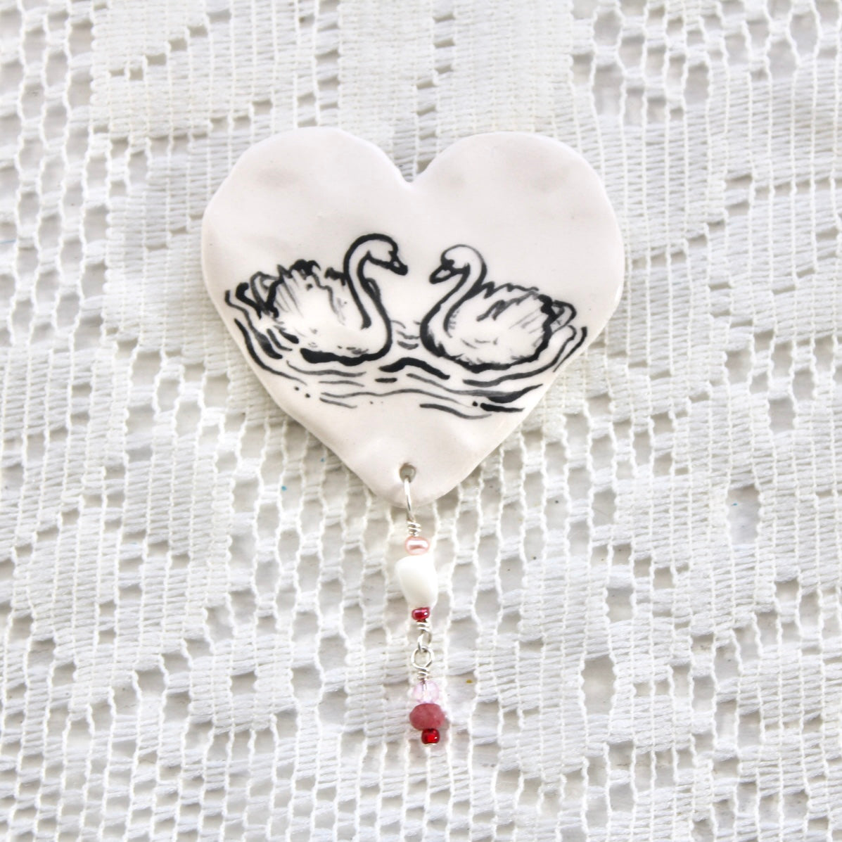 Lover Swans Heart Magnet