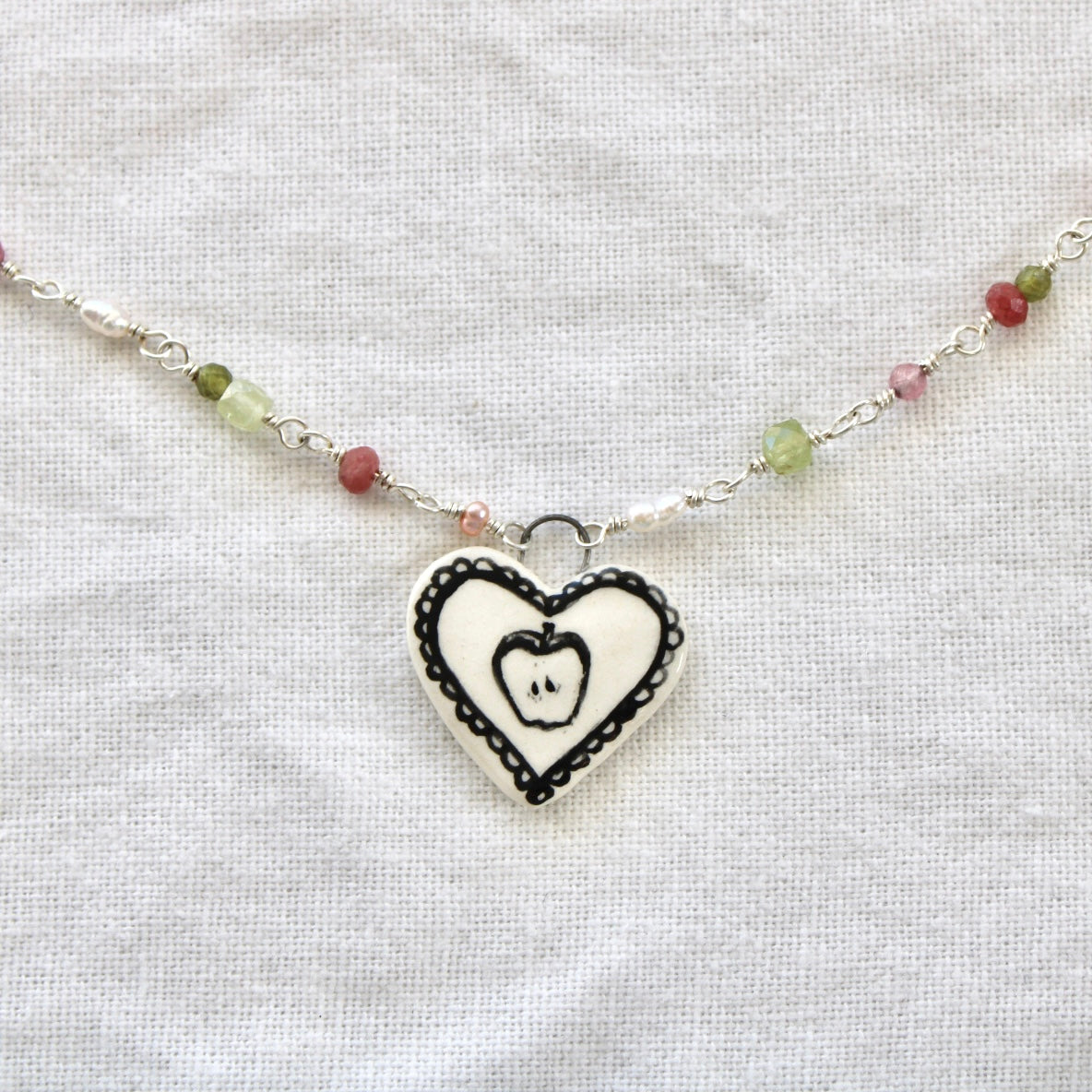 Apple In Lace Beaded Necklace