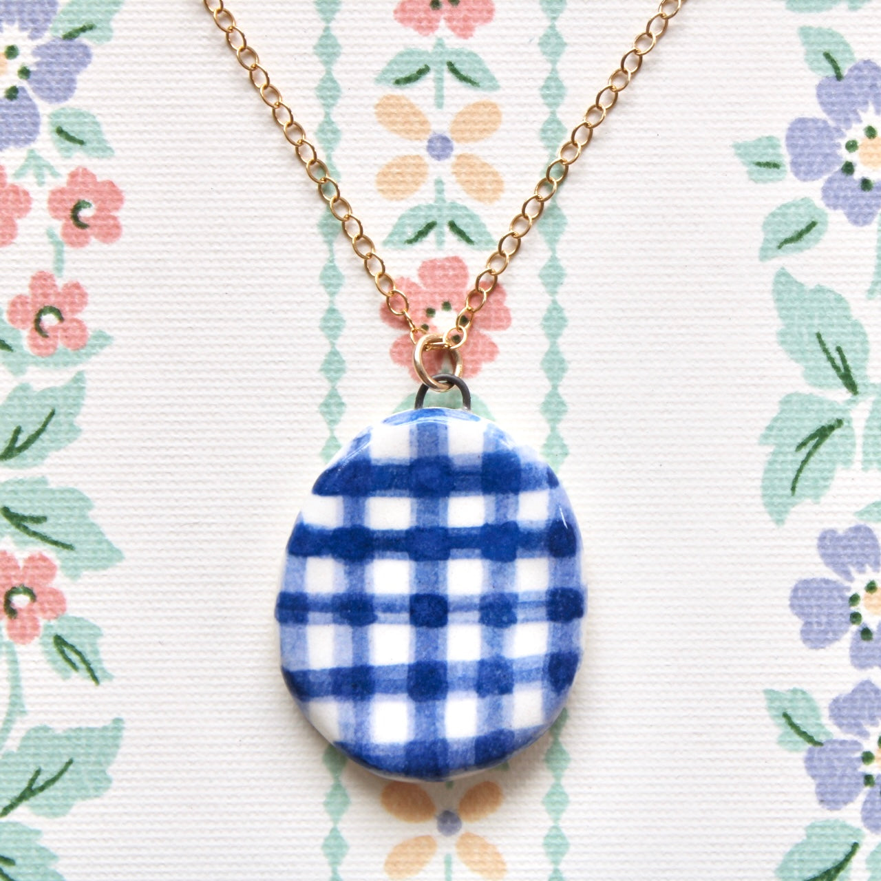 Gingham Necklace in Gold