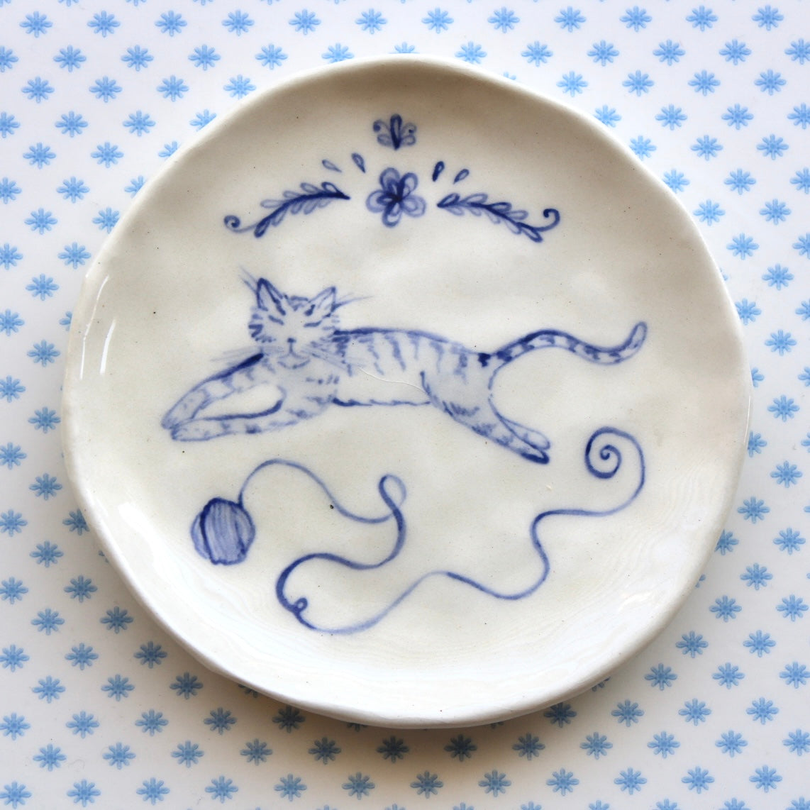 Cat With Yarn Dish