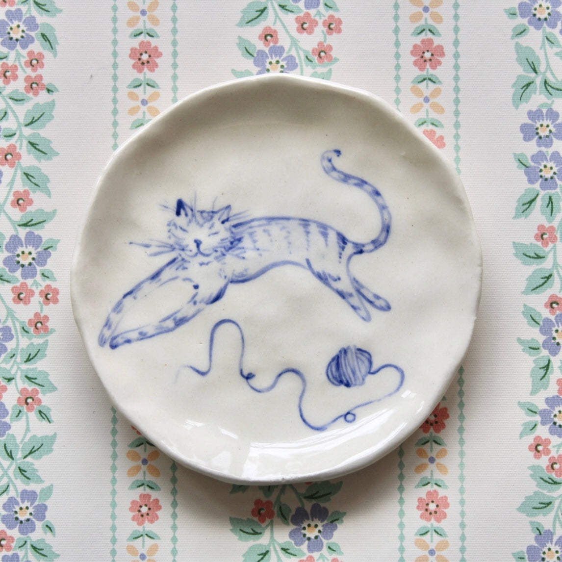 Cat With Yarn Dish