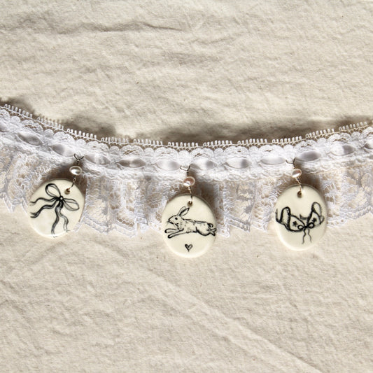 Bunny, Bow, Bralette Lace Choker Necklace