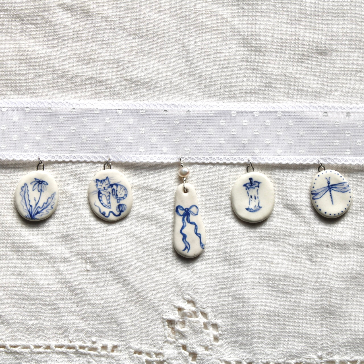 Polka Dot Ribbon Choker Necklace