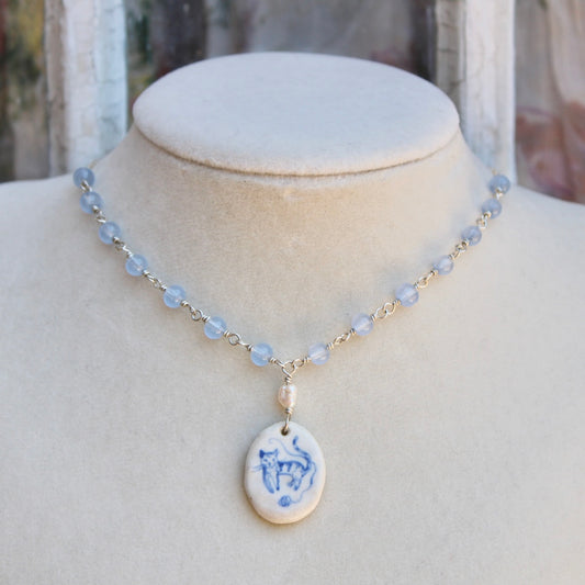 Cat With Beaded Chain