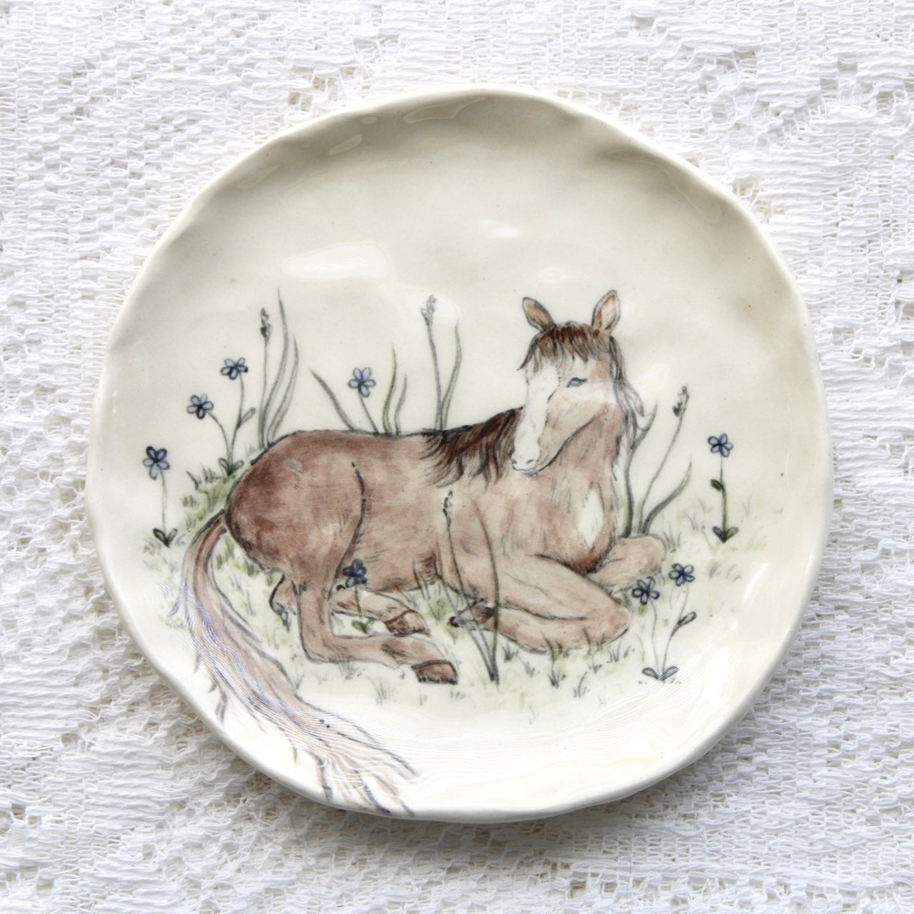 Resting Horse with Flowers