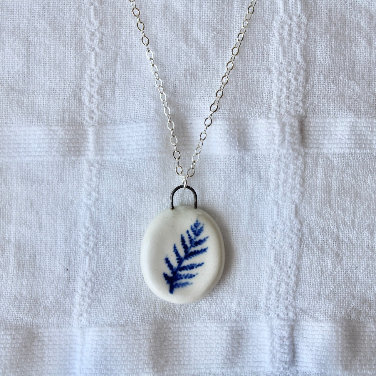 Fern Charm Necklace in Silver