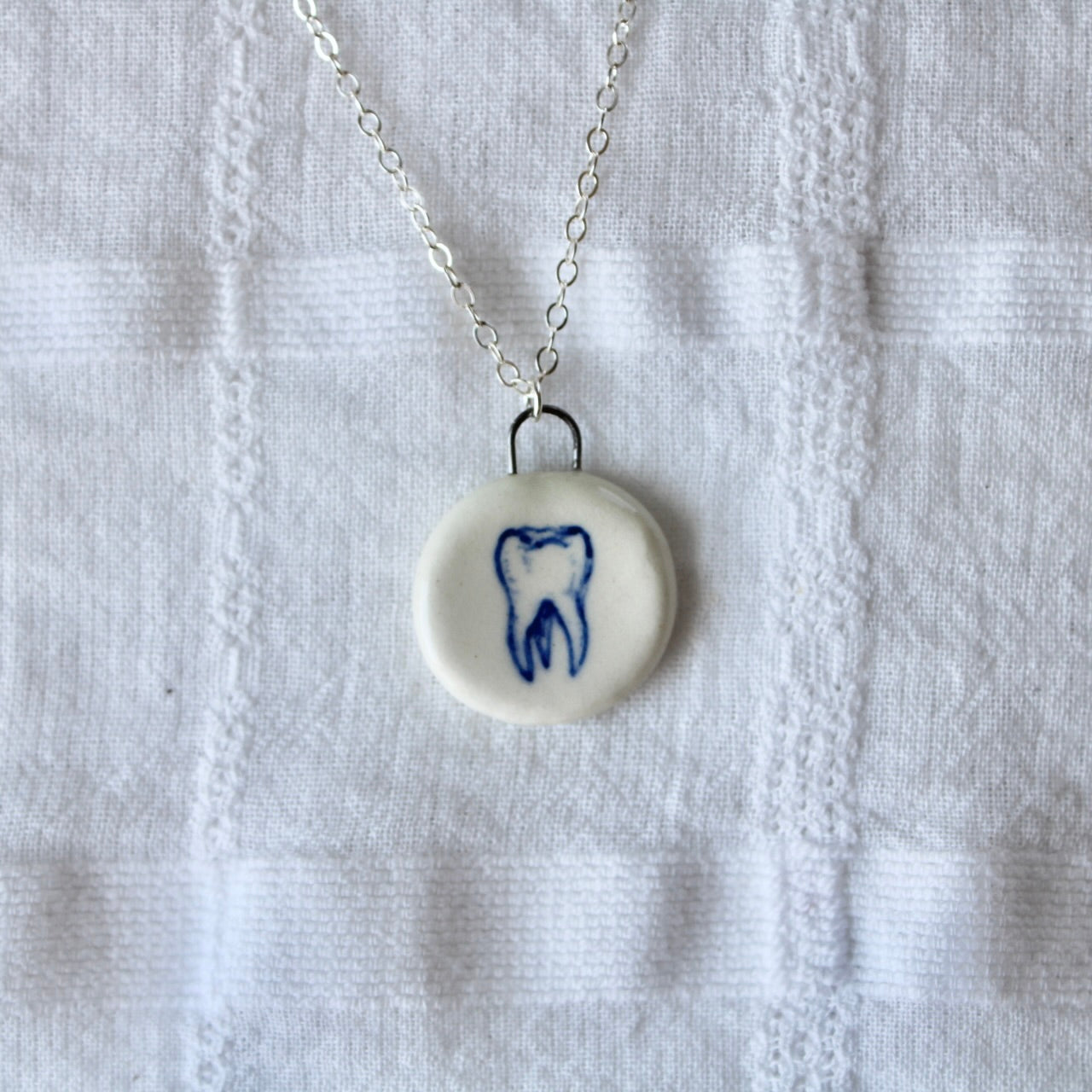 Tooth Charm Necklace in Silver