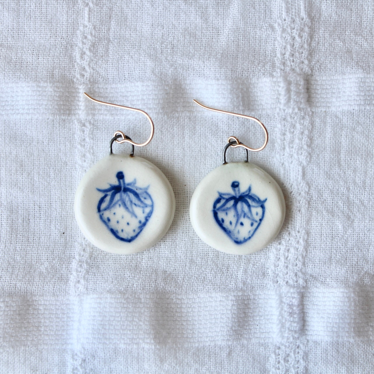 Strawberry Charm Earrings in Gold