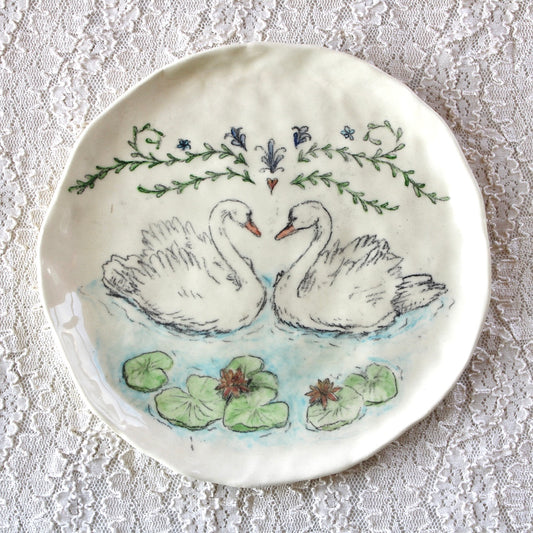 Swans With Lily Pads Dish