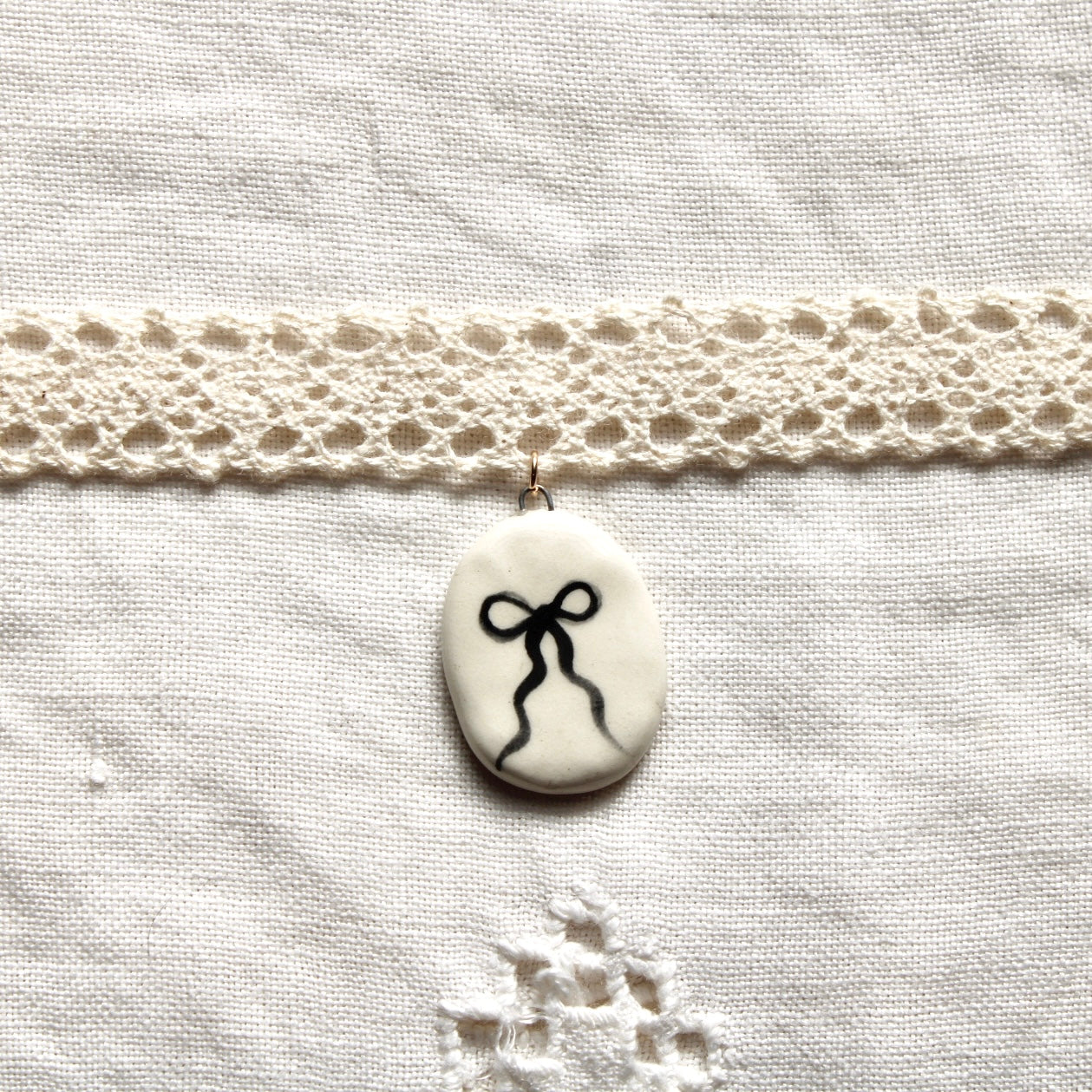 Ribbon Cream Lace Choker Necklace