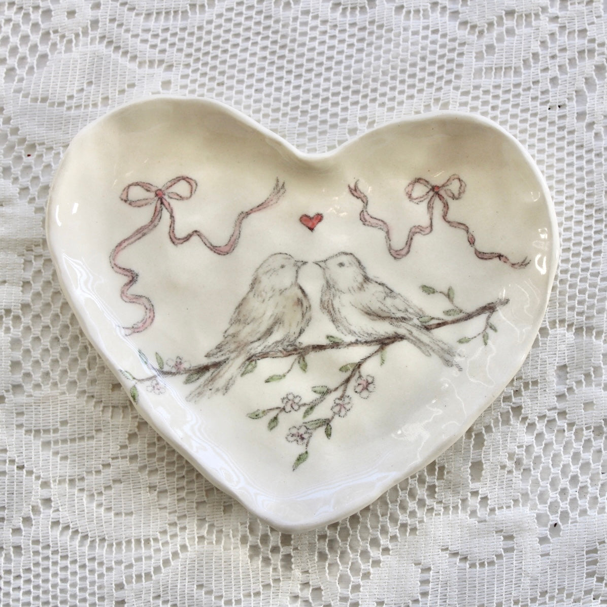 Lovebirds Heart Dish