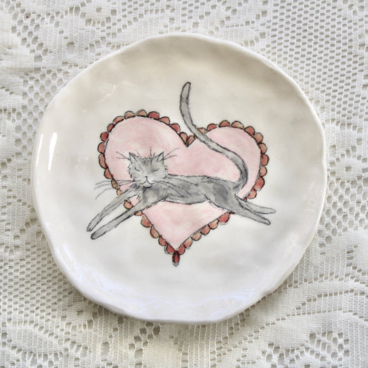 Cat With Heart Dish