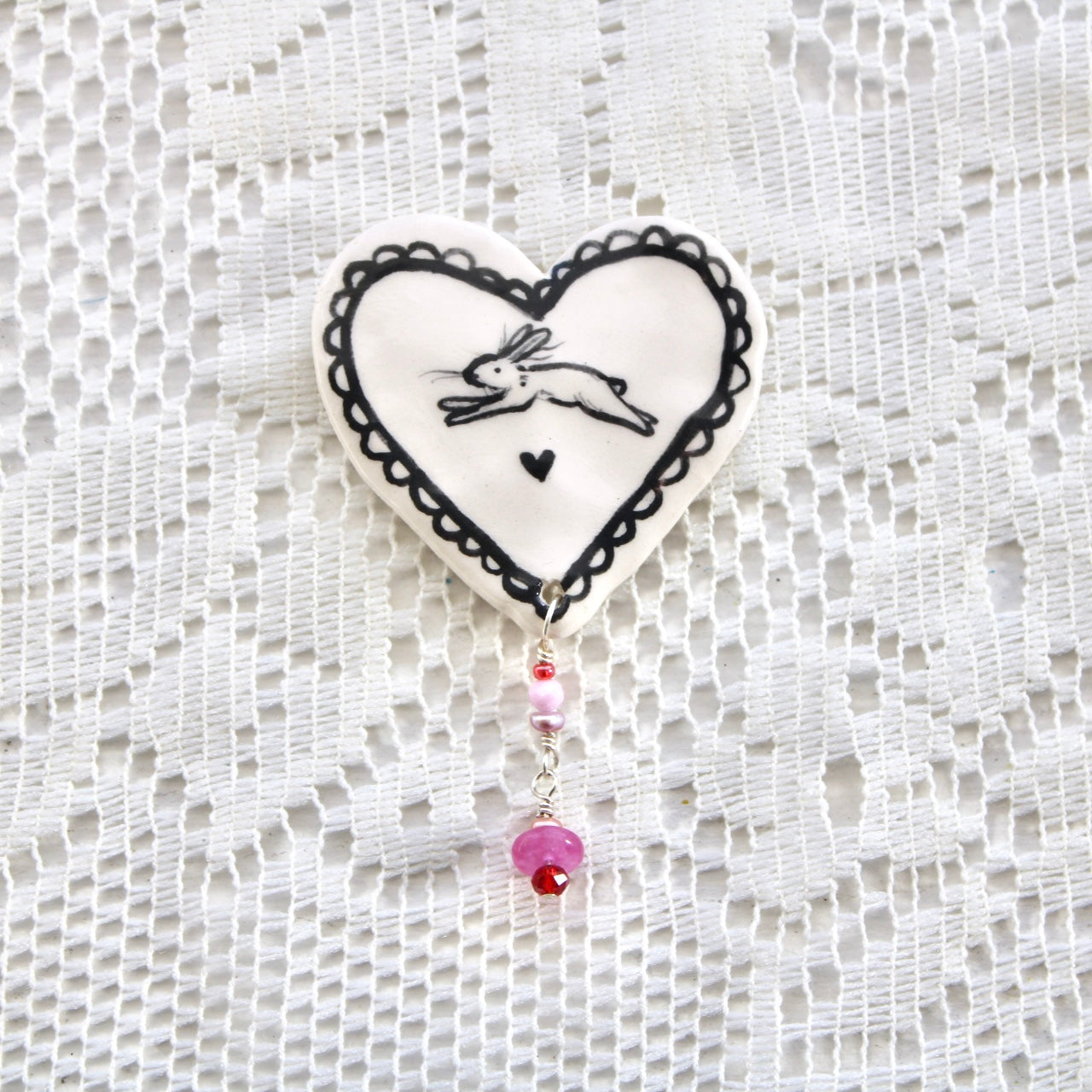 Jumping  Bunny Heart Magnet