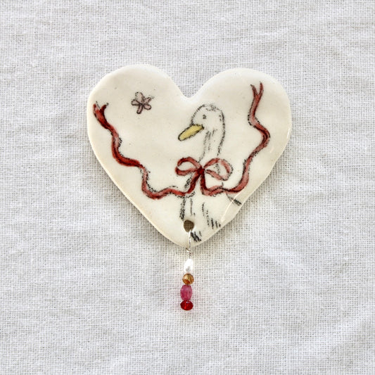 Duck With Bow Beaded Magnet