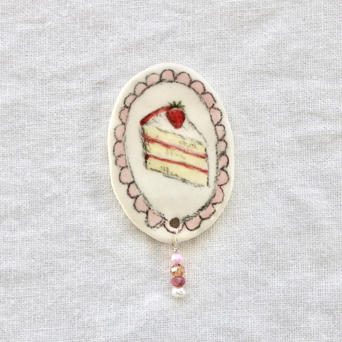 Strawberry Cake Beaded Magnet