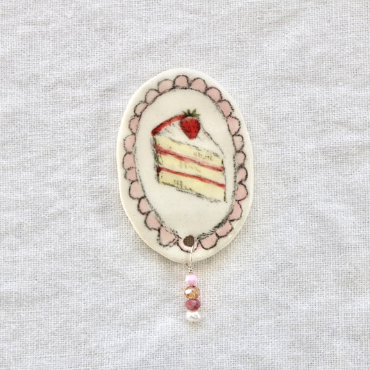 Strawberry Cake Beaded Magnet