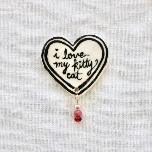 I Love My Kitty Cat Beaded Magnet in Black