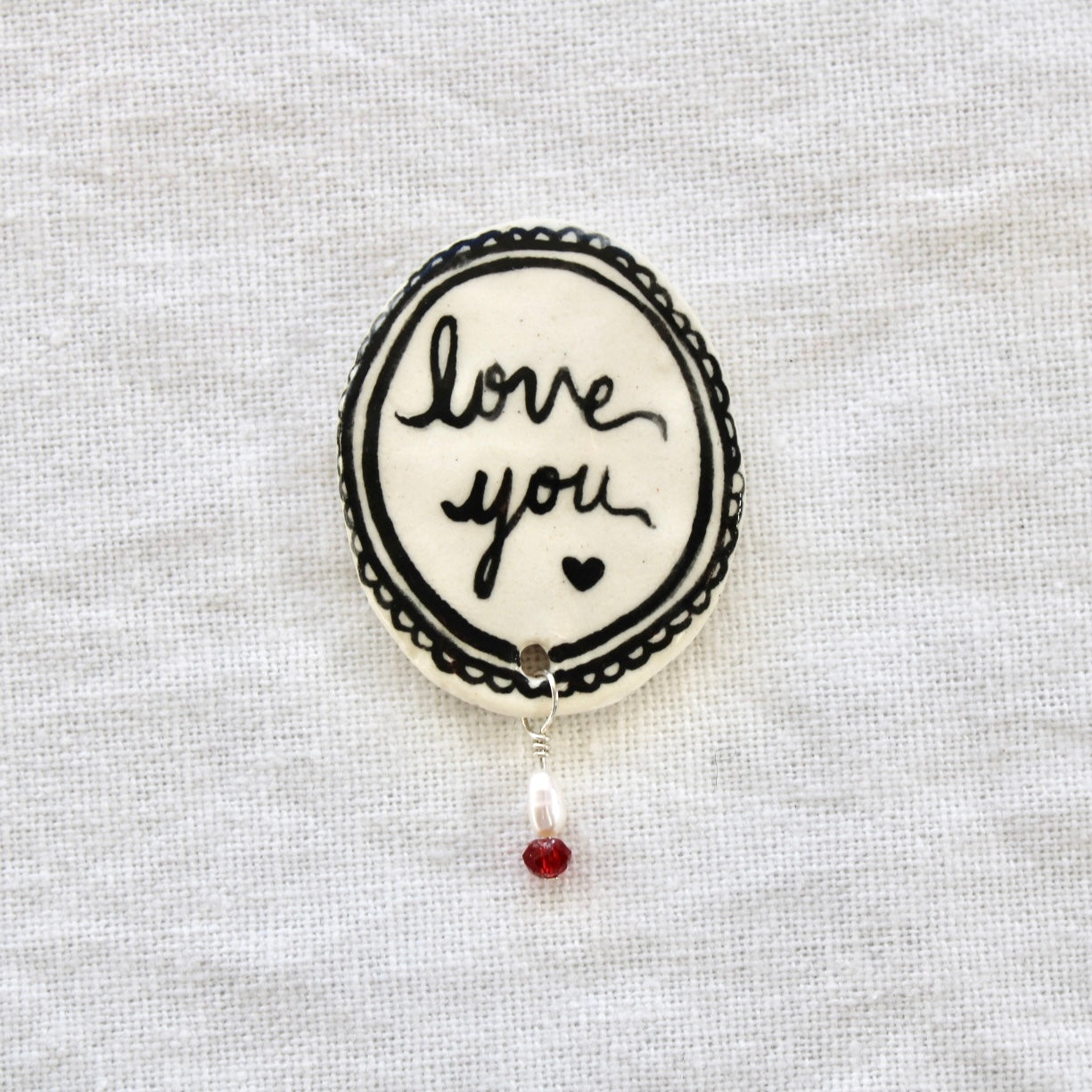 I Love You Beaded Magnet in Black