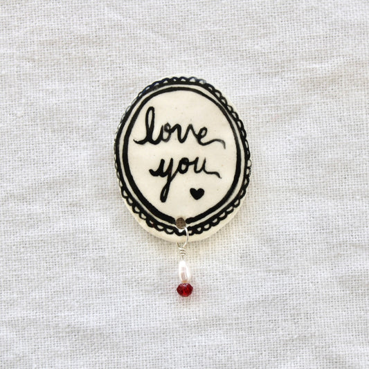 I Love You Beaded Magnet in Black
