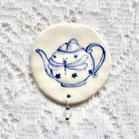 Dragonfly Tea Pot Beaded Magnet