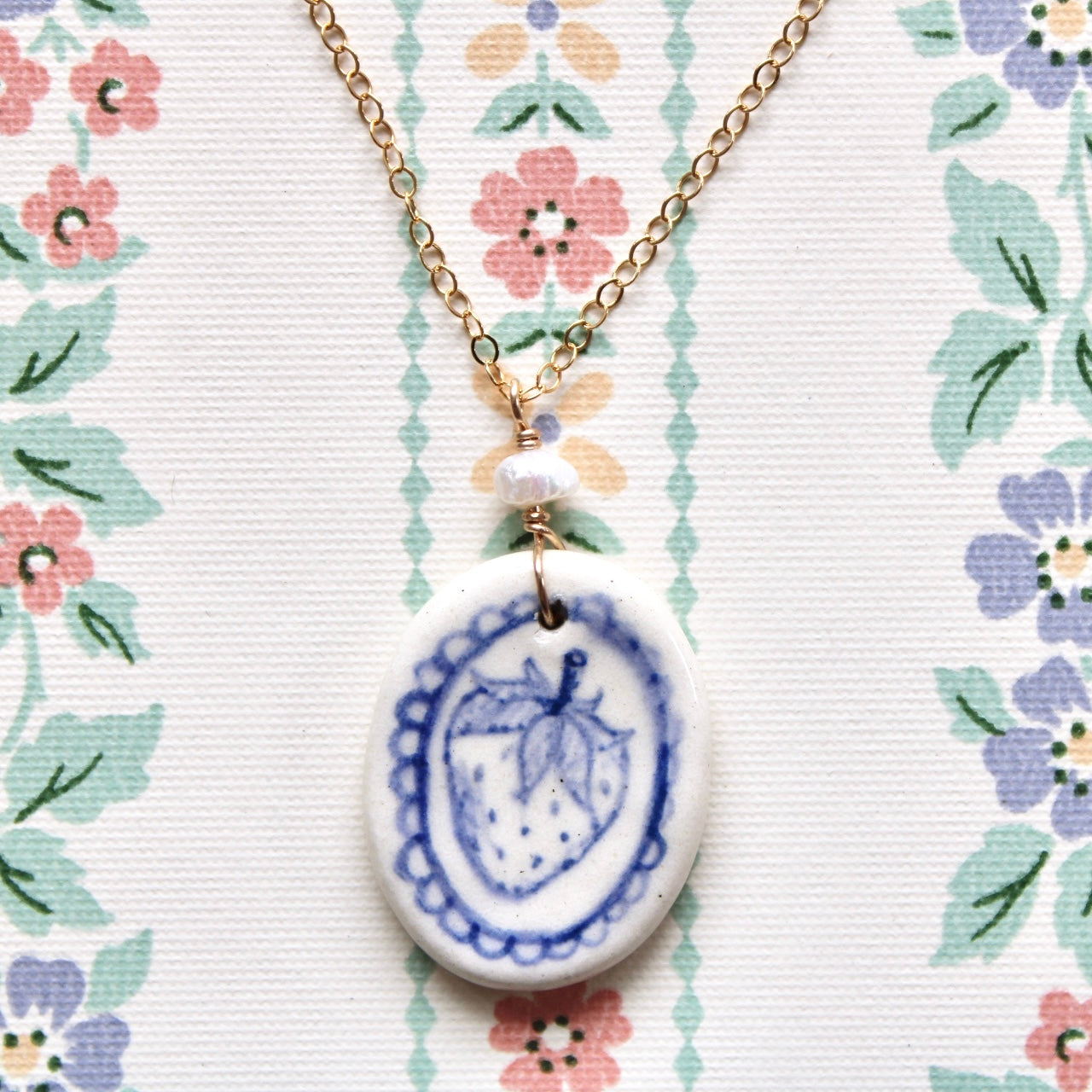 Strawberry Necklace in Gold