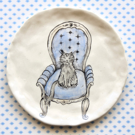Cat On Vintage Chair Plate