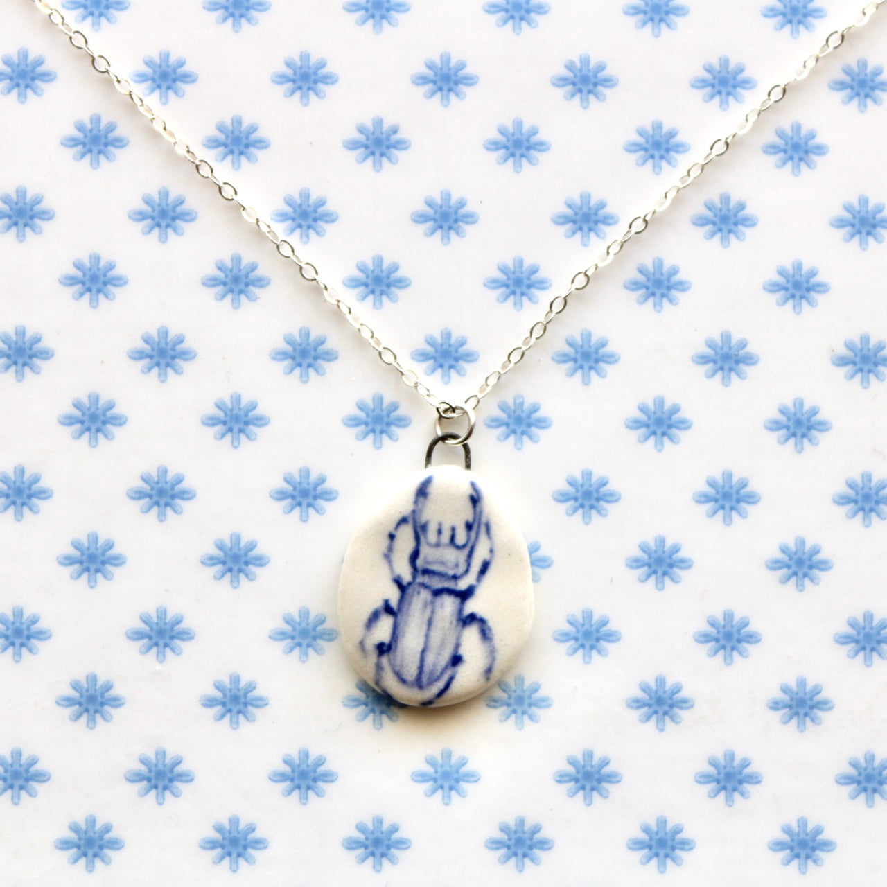 Beetle Necklace in Silver