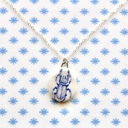Beetle Necklace in Silver