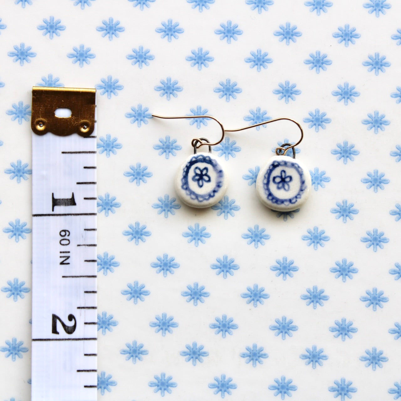 Flowers in Lace Earrings in Gold
