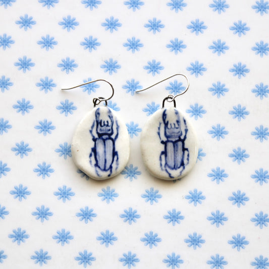 Beetle Earrings in Silver