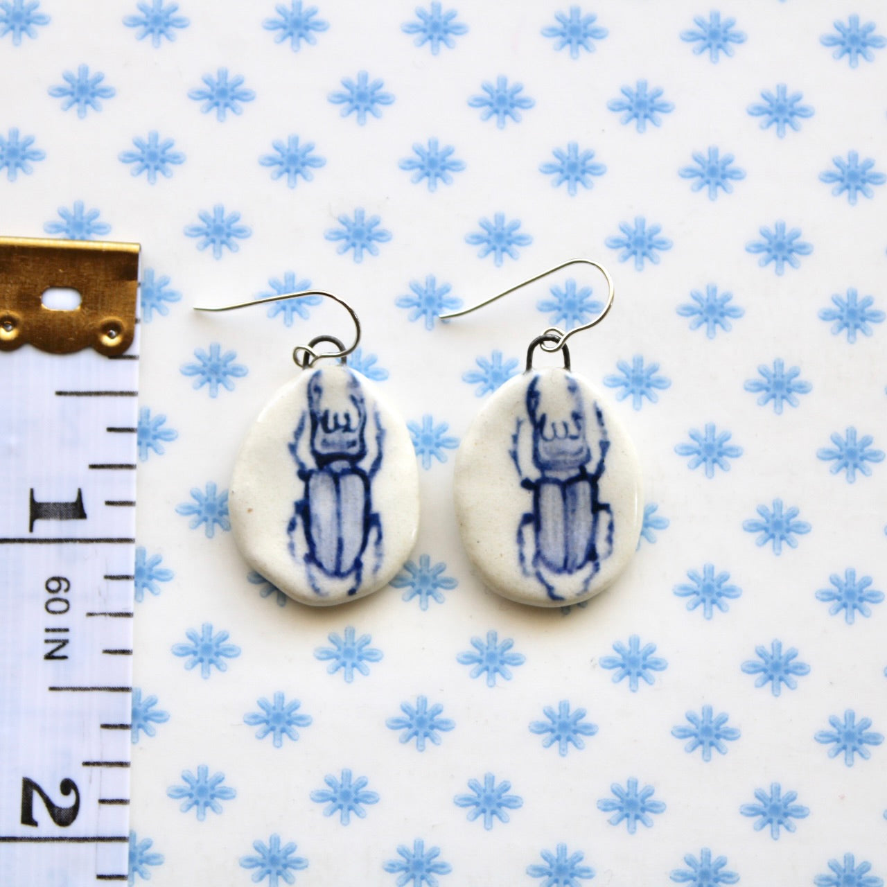Beetle Earrings in Silver
