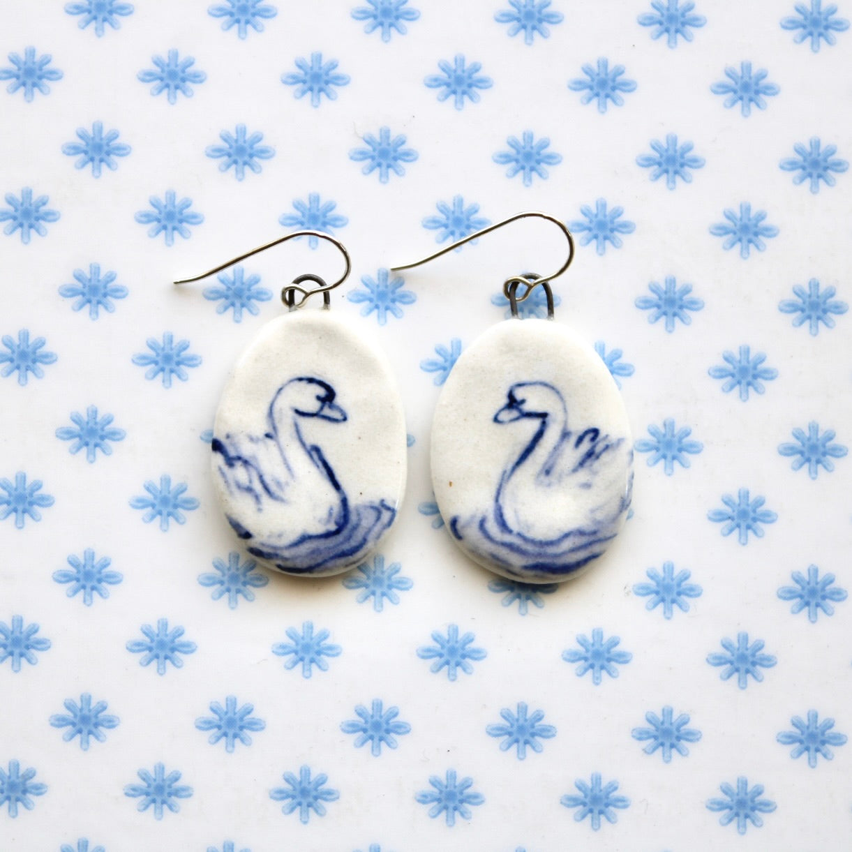 Swan Earrings in Silver