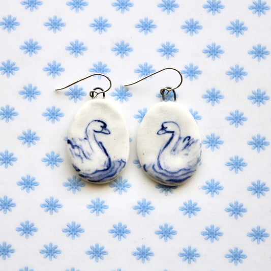Swan Earrings in Silver