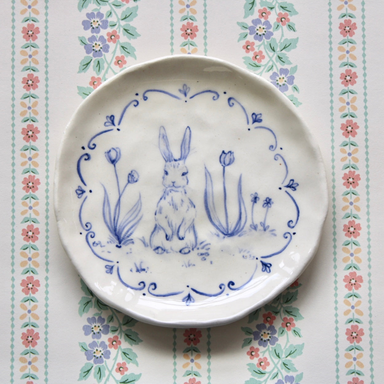 Bunny In Flowers Dish