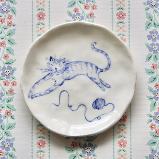 Cat With Yarn Dish
